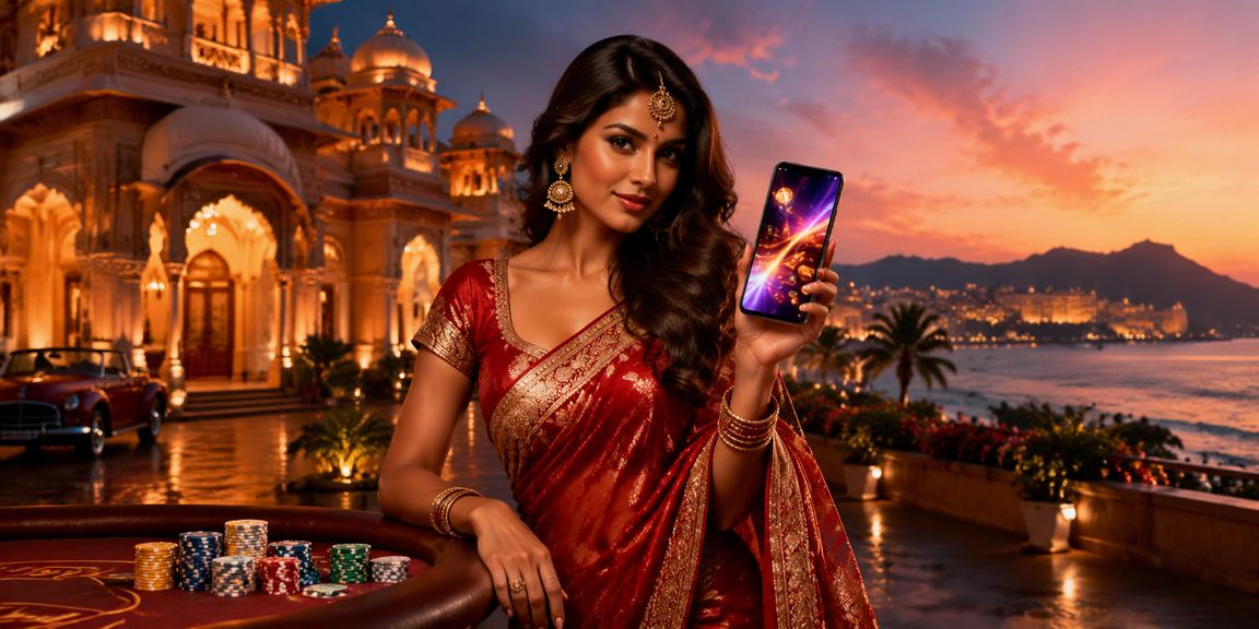 Indian woman playing Aviator crash game on mobile device