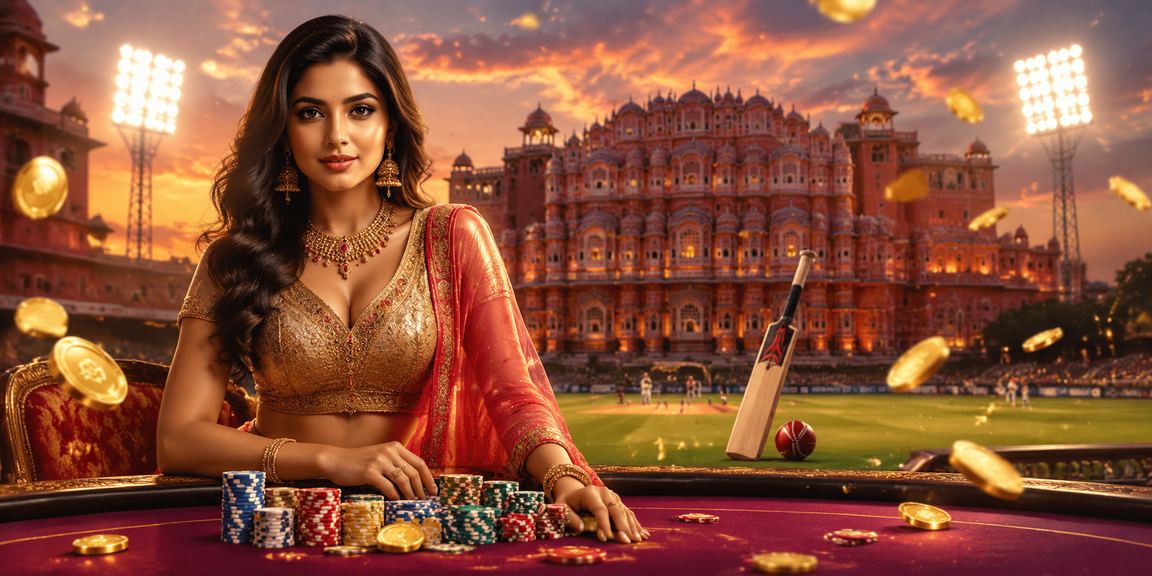 Scenic view of Jaipur Hawa Mahal with cricket fans enjoying betting